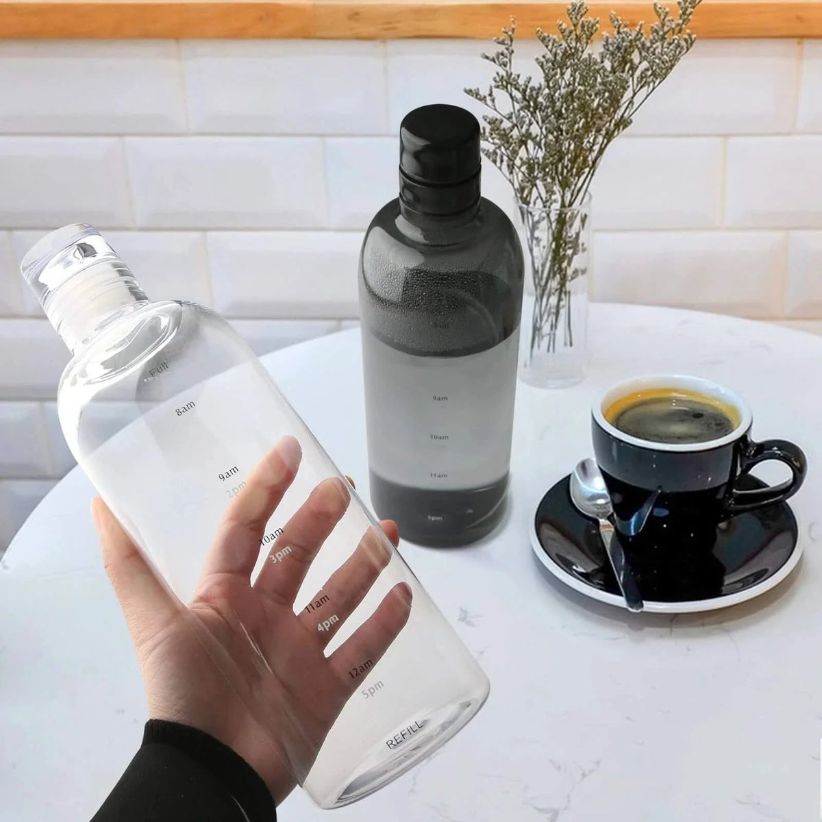 Timed Hydration Bottle with Hour Markers for Fitness & Daily Goals 17-24 oz BPA-Free | Thomler