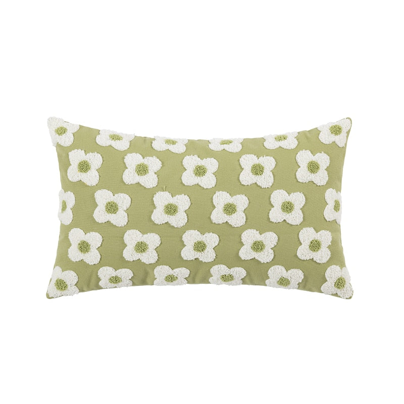 Cushion Cover Cotton Embroidered Daisy 45.0 x 45.0 cm Lavender Ivory Bedroom Sofa Decorative Pillow Case | Thomler