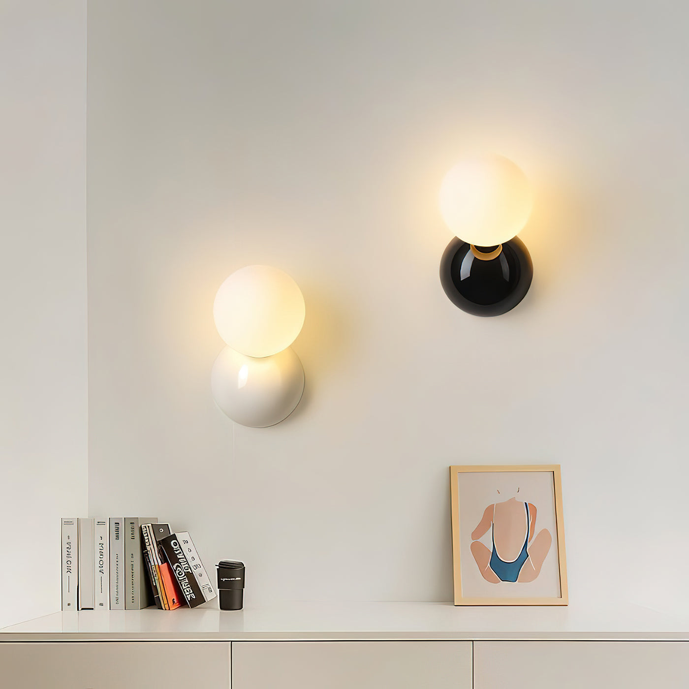 Orb Sconce with Resin & Glass — 4×7 inch Contemporary Fixture for Hallways, Bedrooms & Entryways — Soft Ambient Glow — Plug-In or Hardwired | Thomler