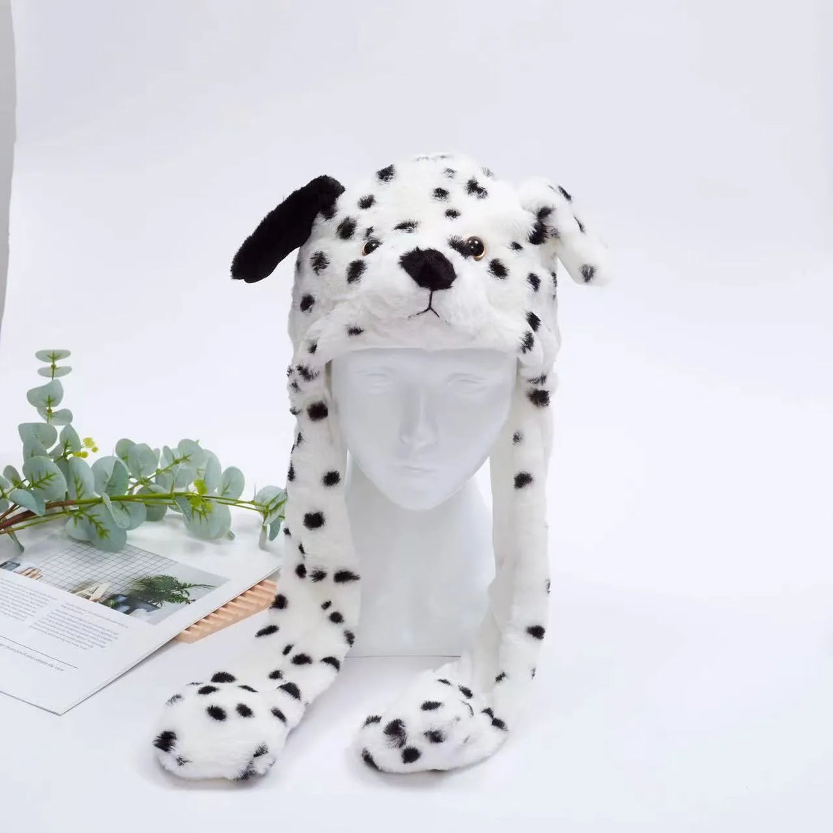 Plush Hat with Pop-Up Ears for Kids & Adults – Interactive Cosplay Beanie with Squeeze Paws | Fun Winter Accessory for Parties, Christmas | Thomler