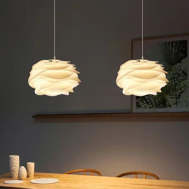 Sculptural Floral Ceiling Fixture with Tiered Petal Diffuser for Dining & Living Room – Adjustable Hardwire Pendant | Thomler