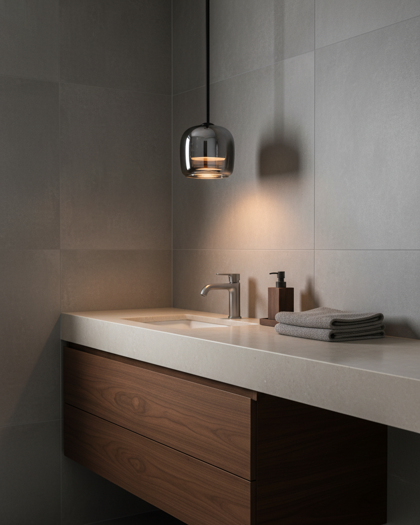 Pendant Light Glass 6.3 in Smoke Gray 7W Indoor Dining Room Kitchen Ceiling Lamp Contemporary Minimalist Design | Thomler