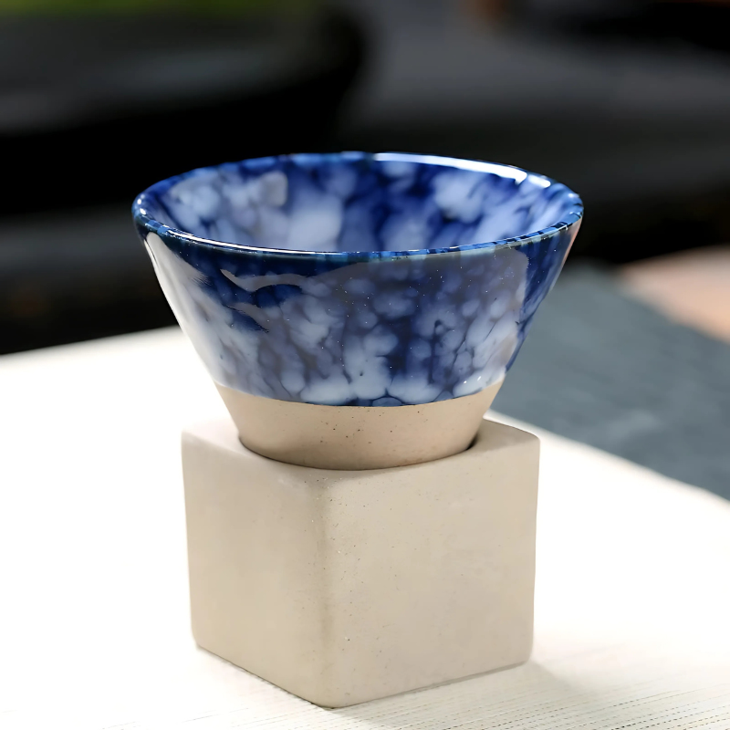 Japanese Ceramic Coffee Cup with Saucer Set – Handcrafted Artisan Glaze Design for Espresso, Tea & Hot Beverages – Heat-Retaining | Thomler