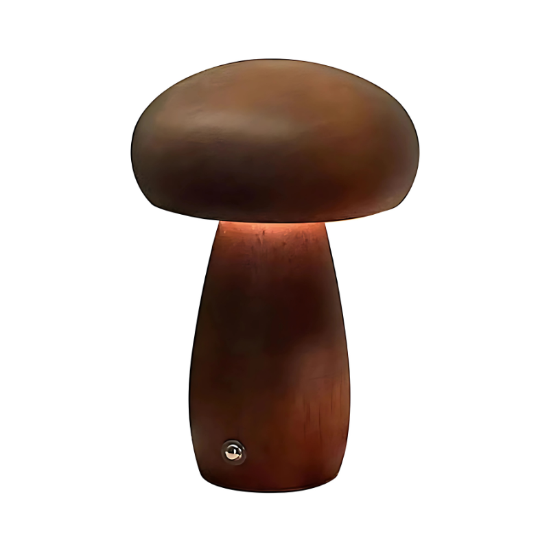 Mushroom Table Lamp Cordless Dimmable LED Touch Night Light Solid Wood Bedside Desk Lamp for Bedroom Nursery Kids Room Living Room Reading | Thomler