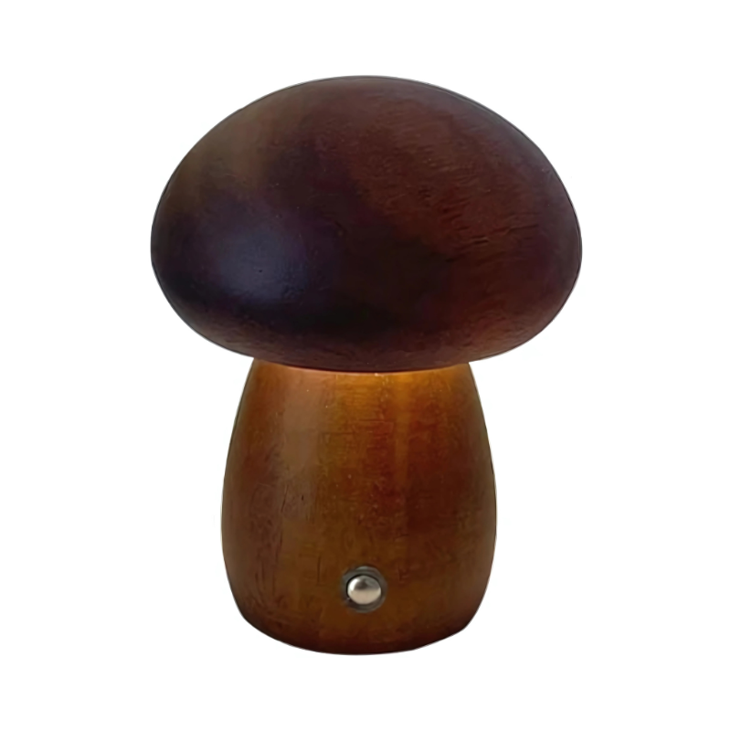Mushroom Table Lamp Cordless Dimmable LED Touch Night Light Solid Wood Bedside Desk Lamp for Bedroom Nursery Kids Room Living Room Reading | Thomler