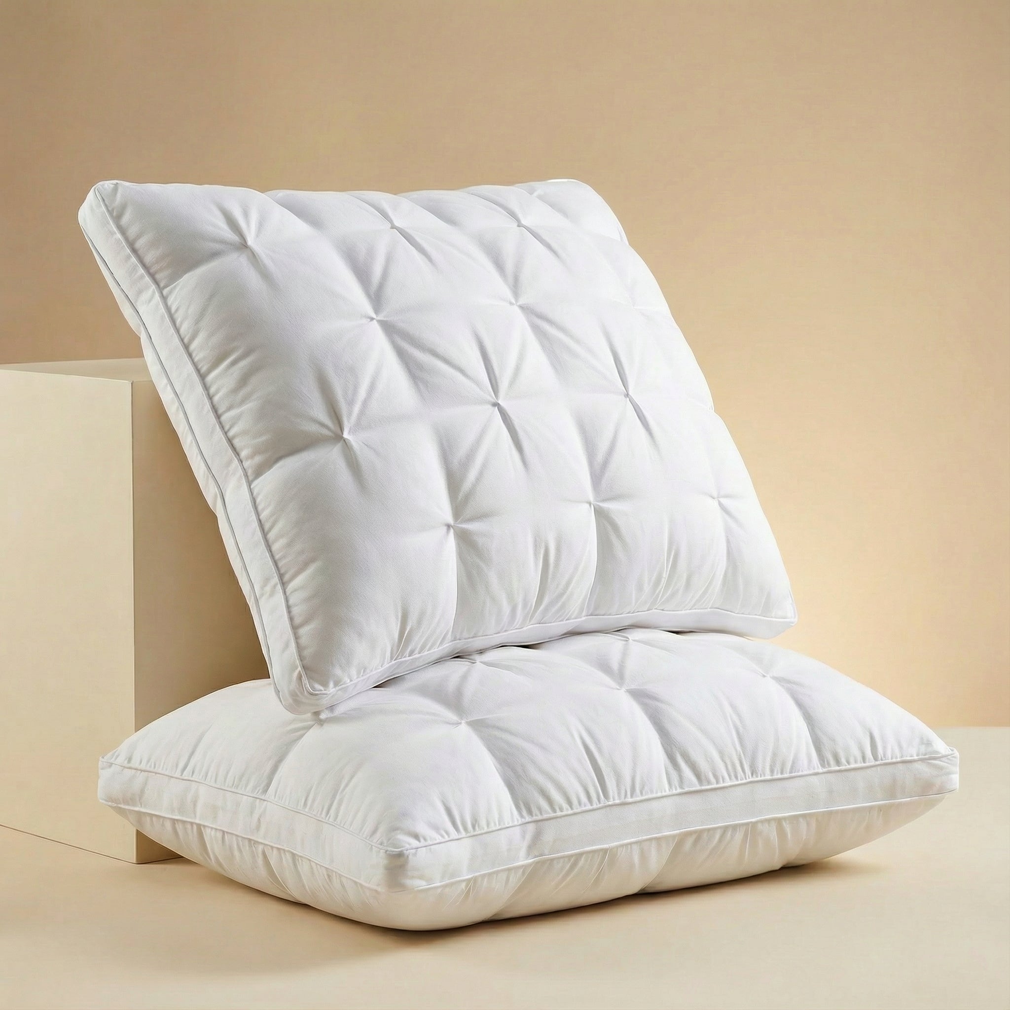 Down Pillow Soft Support Breathable Cotton Cover for Back & Stomach Sleepers Goose Down Fill Machine Washable Hotel Comfort | Thomler