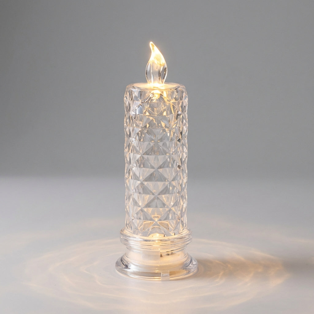 Flameless LED Candle Crystal Texture 6.0 cm x 18.0 cm Remote Controlled Mood Lighting Bedroom Living Room Decoration | Thomler