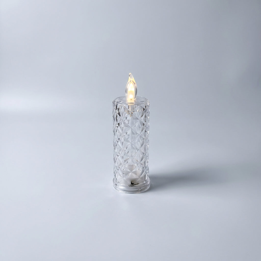 Flameless LED Candle Crystal Texture 6.0 cm x 18.0 cm Remote Controlled Mood Lighting Bedroom Living Room Decoration | Thomler