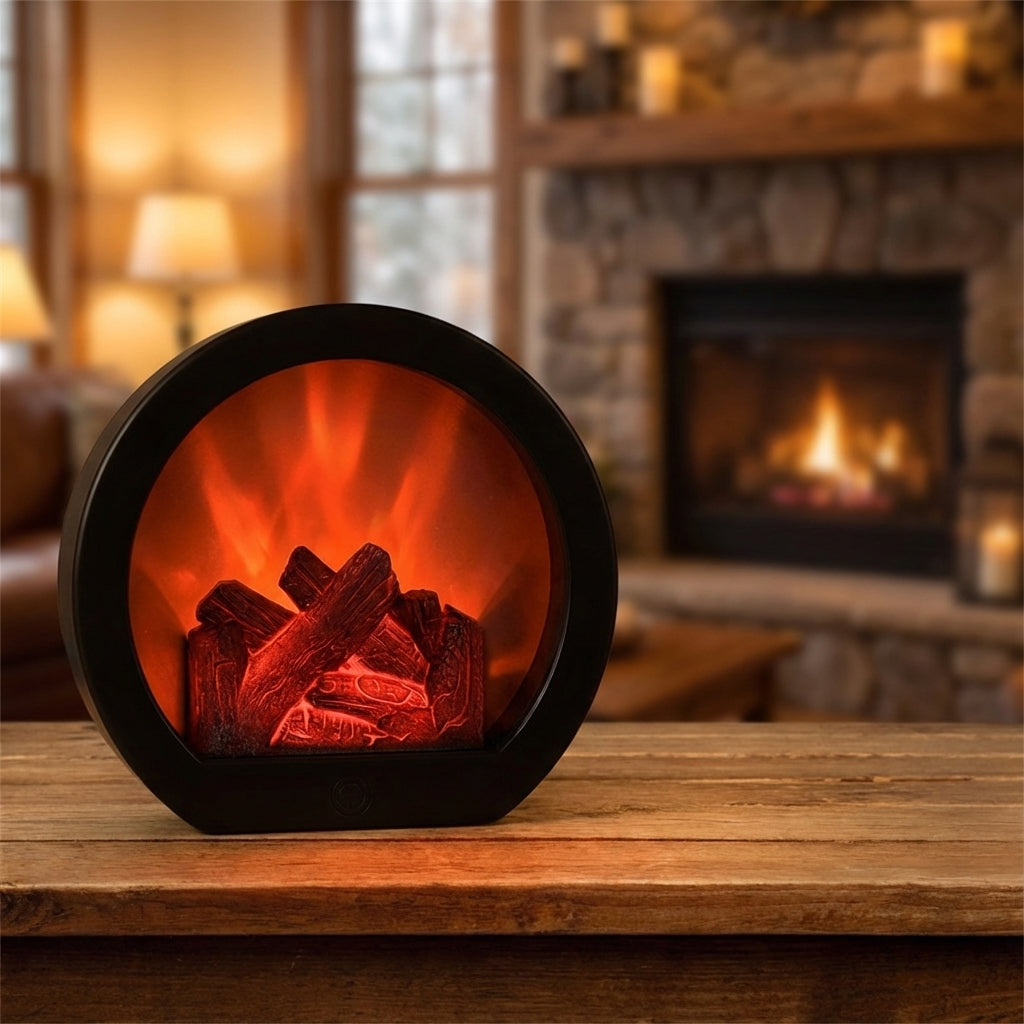 Flame Effect Lamp LED 20.0 cm Warm Glow Fireplace Style Mood Lighting USB Battery Touch Control Decorative Night Light | Thomler