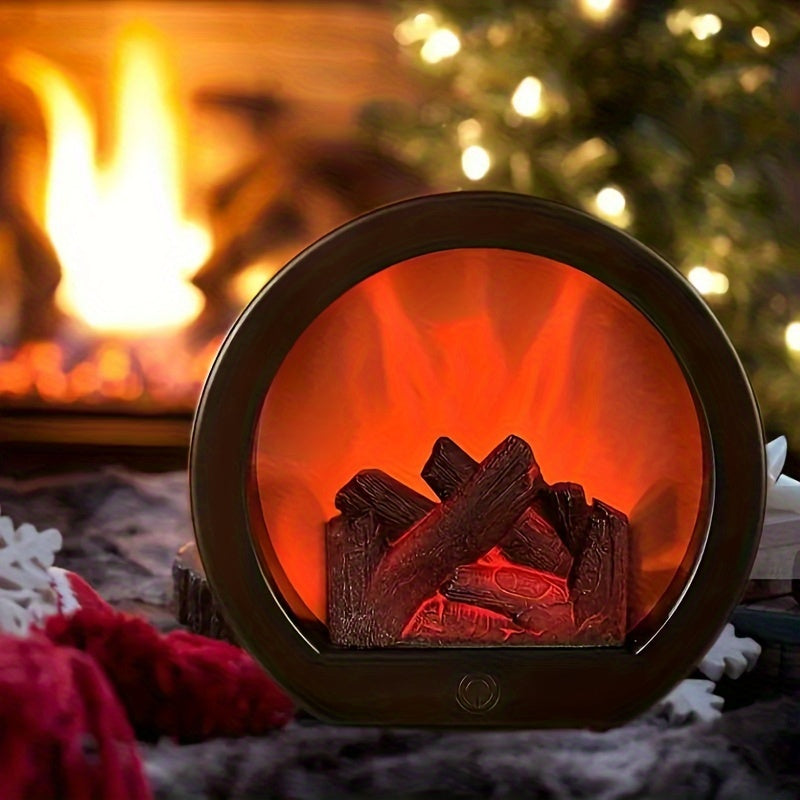Flame Effect Lamp LED 20.0 cm Warm Glow Fireplace Style Mood Lighting USB Battery Touch Control Decorative Night Light | Thomler