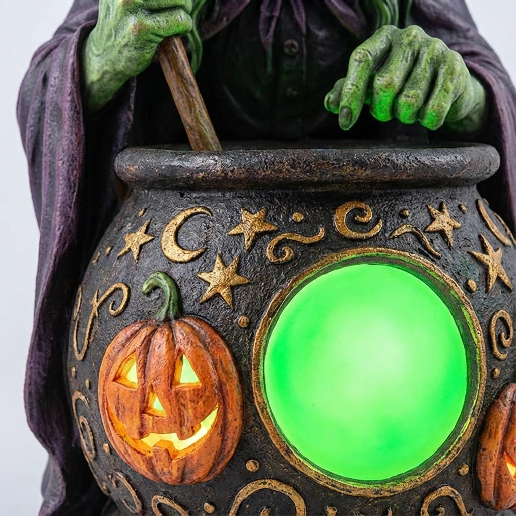 Decorative Lamp Resin 15.0 cm Neon Green Halloween Table Mood Lighting Witch Cauldron USB Fantasy Decoration | Thomler
