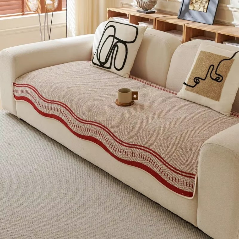 Wavy Edge Furniture Protector with Non-Slip Grip for Couches – Machine Washable Pet-Friendly Cover for Living Room | Thomler