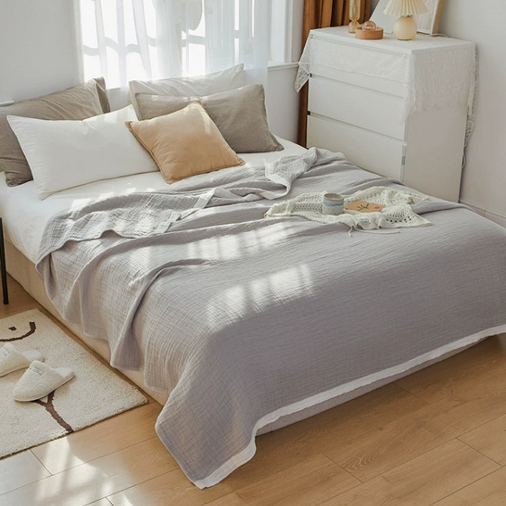 6-Layer Muslin Cotton Blanket Breathable Soft Throw Full Queen King Size for Bed Couch All-Season Lightweight Bedspread Adults Kids | Thomler