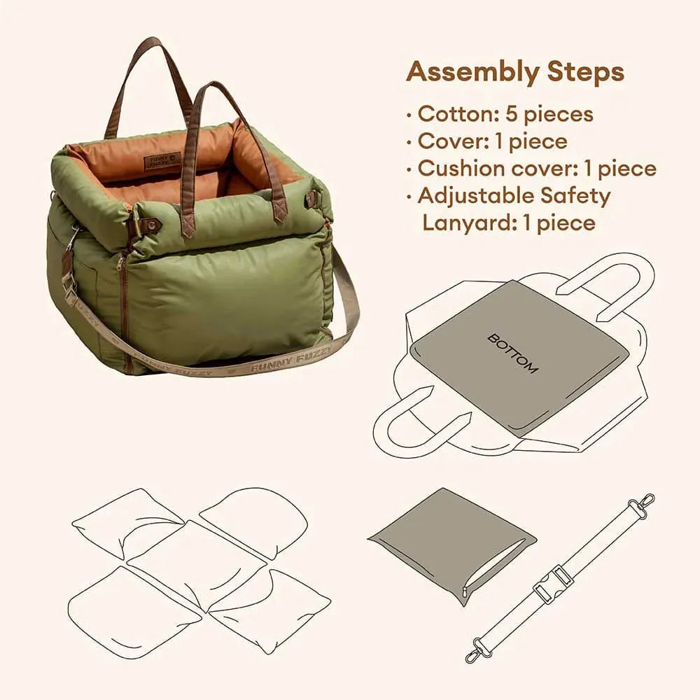Portable Pet Travel Carrier Bed with Safety Leash for Small to Medium Dogs – Waterproof Faux Leather Car Booster Seat & Indoor Lounge | Thomler