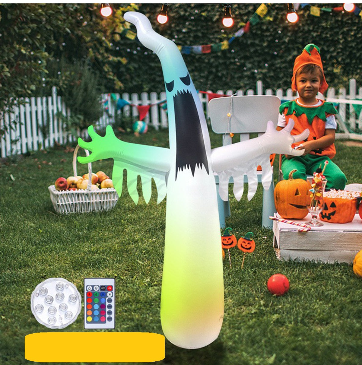 Light-Up Flying Creature Halloween Yard Inflatable – Self-Inflating Bat & Ghost Figures with Glowing Eyes for Outdoor Seasonal Decor | Thomler