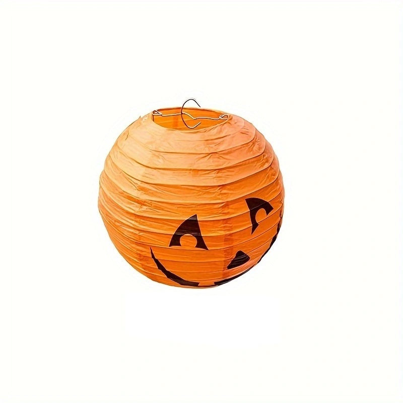 Orange Jack-O'-Lantern Paper Sphere Set – 12-Pack Folding Pumpkin Decorations for Ceiling, Porch & Yard Displays | Thomler
