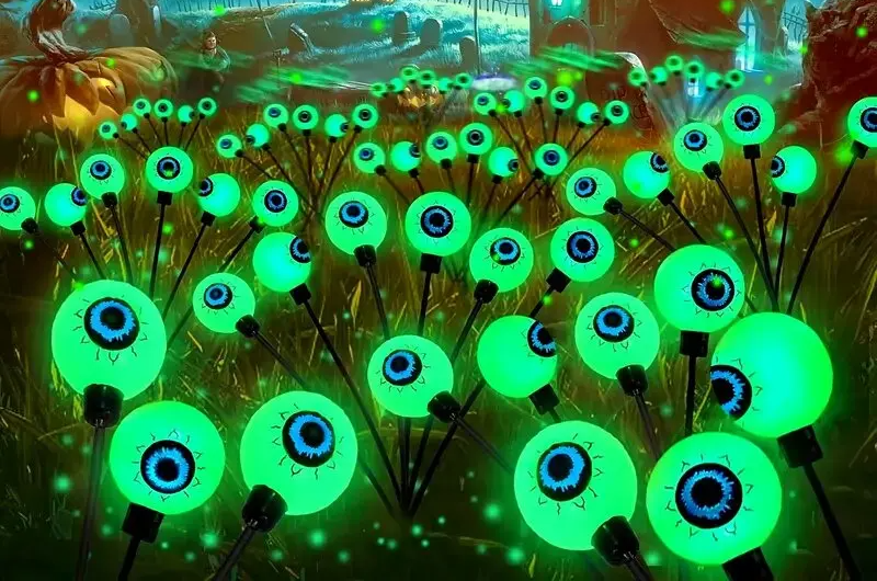Spooky Eyeball Solar Yard Stakes – 6-Light Halloween Garden Decoration for Lawns, Walkways & Outdoor Festive Displays | Thomler