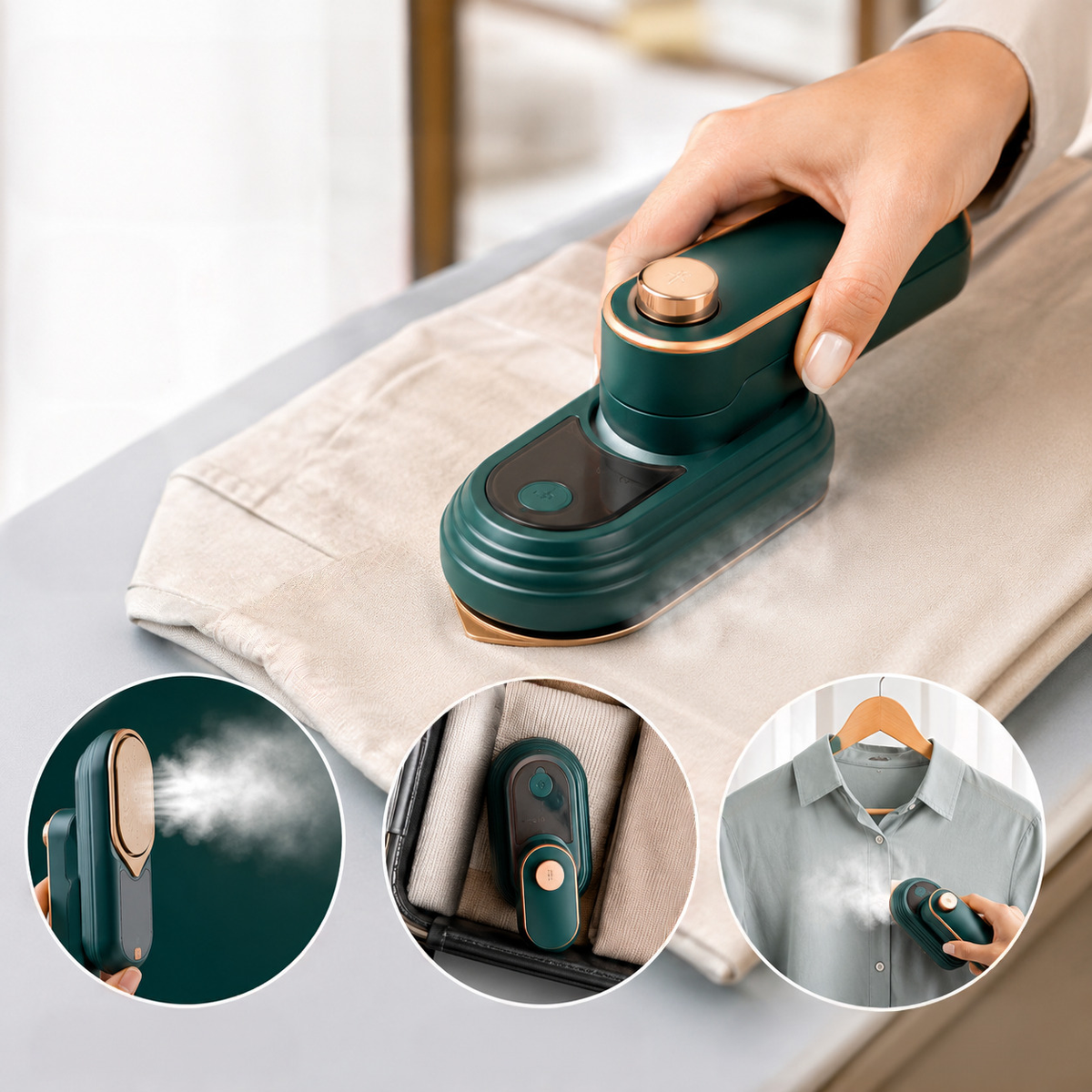 Compact Travel Iron with Steam & Dry Modes for Clothes & Linens | Thomler