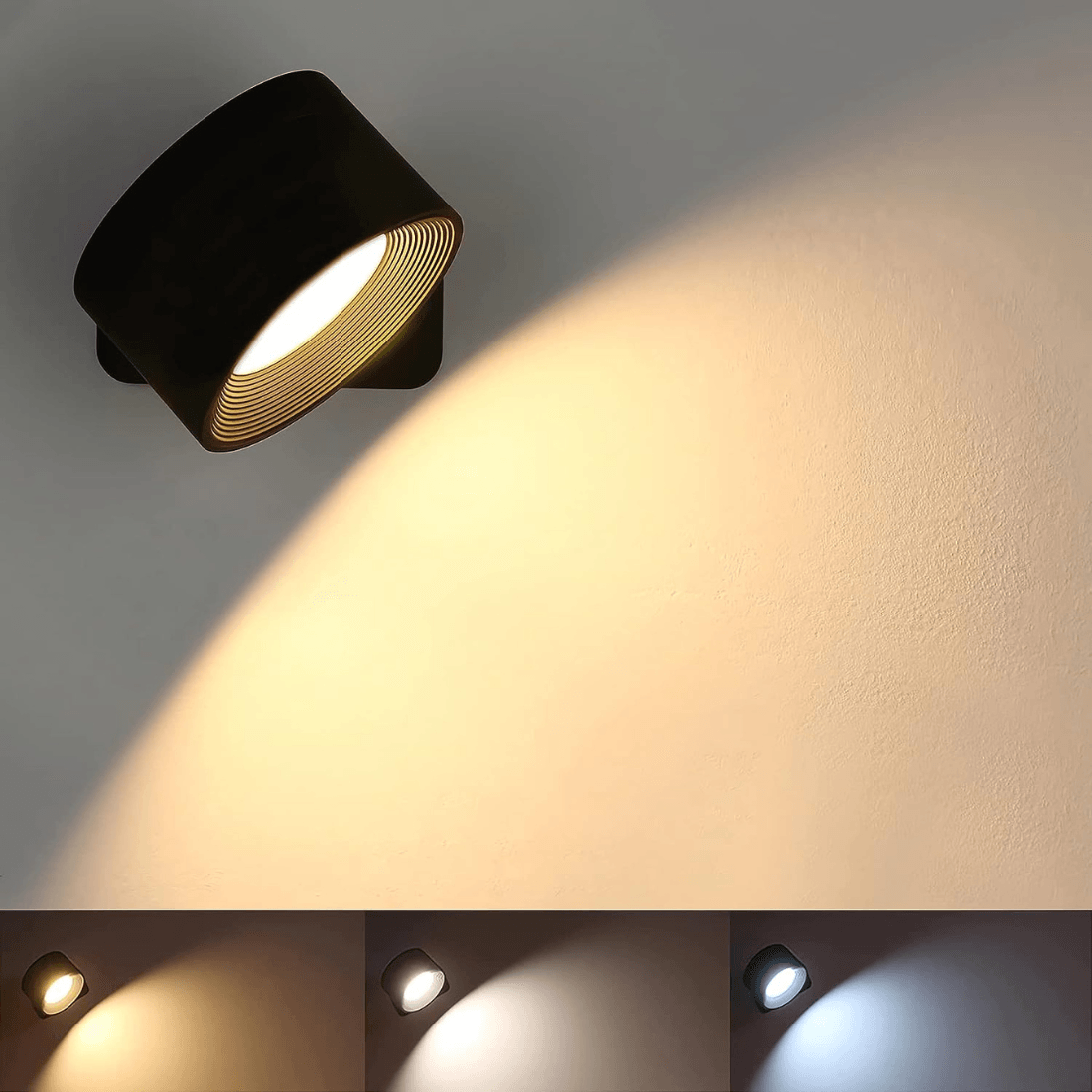 Portable LED Wall Sconce with USB Charging – 360° Swivel Head for Bedroom, Hallway, Reading Nook & Home Office | Thomler