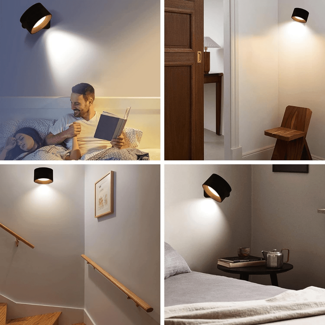 Portable LED Wall Sconce with USB Charging – 360° Swivel Head for Bedroom, Hallway, Reading Nook & Home Office | Thomler