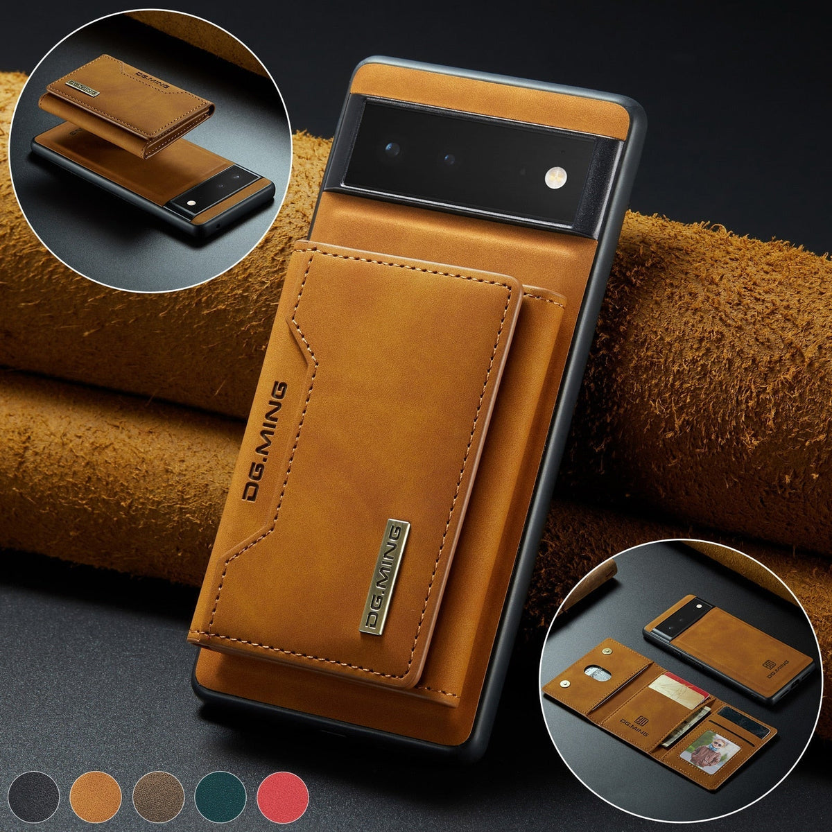 Magnetic Leather Wallet Case for Google Pixel – Detachable Card Holder with Raised Screen Protection & Microfiber Interior | Thomler