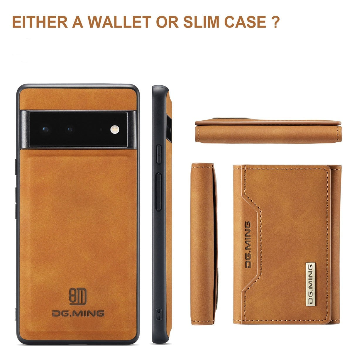 Magnetic Leather Wallet Case for Google Pixel – Detachable Card Holder with Raised Screen Protection & Microfiber Interior | Thomler