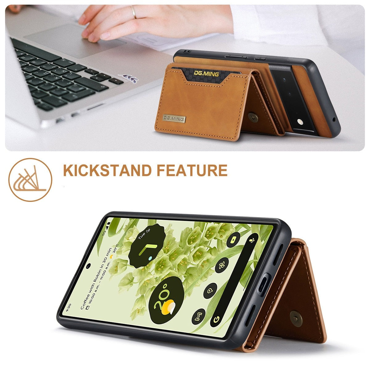 Magnetic Leather Wallet Case for Google Pixel – Detachable Card Holder with Raised Screen Protection & Microfiber Interior | Thomler