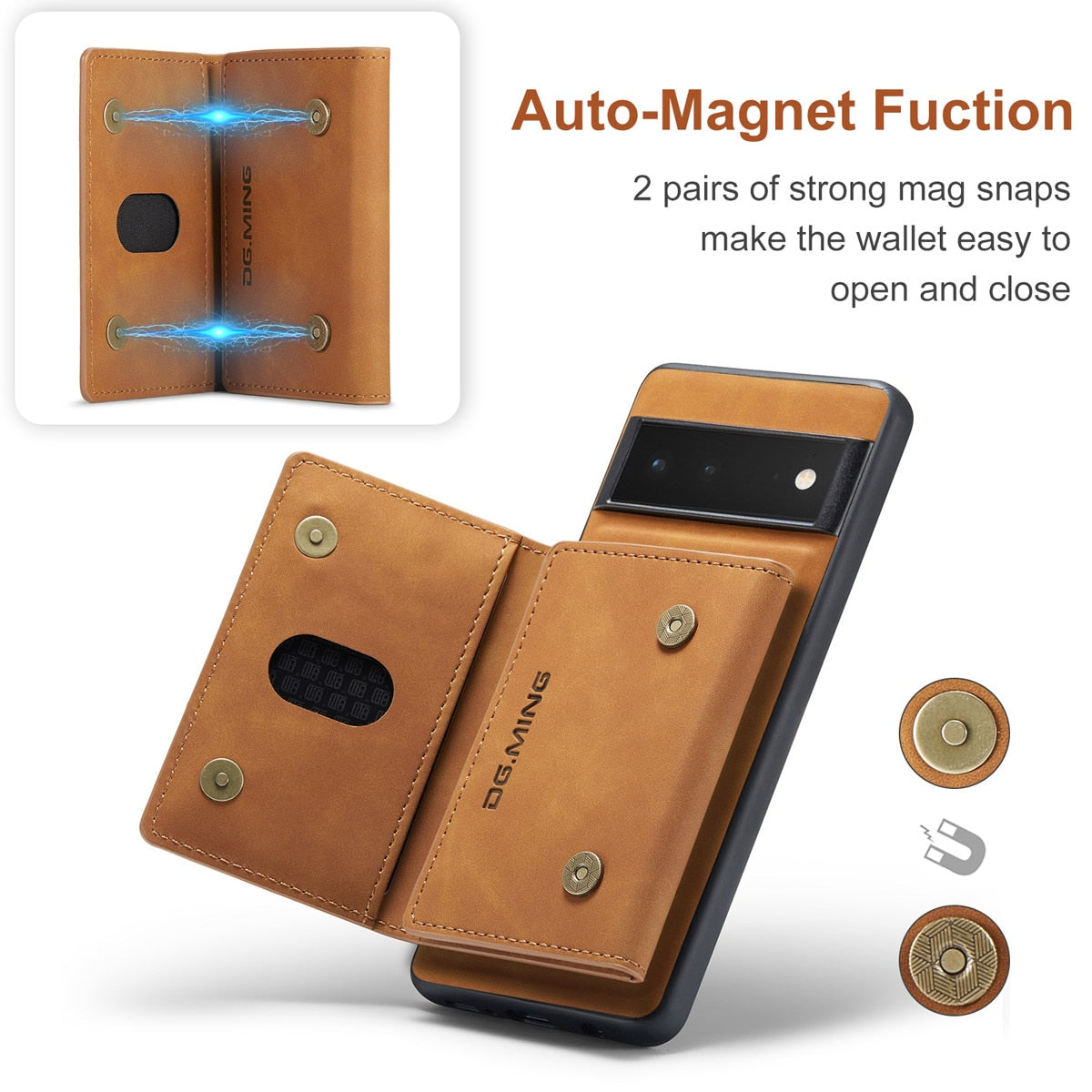 Magnetic Leather Wallet Case for Google Pixel – Detachable Card Holder with Raised Screen Protection & Microfiber Interior | Thomler