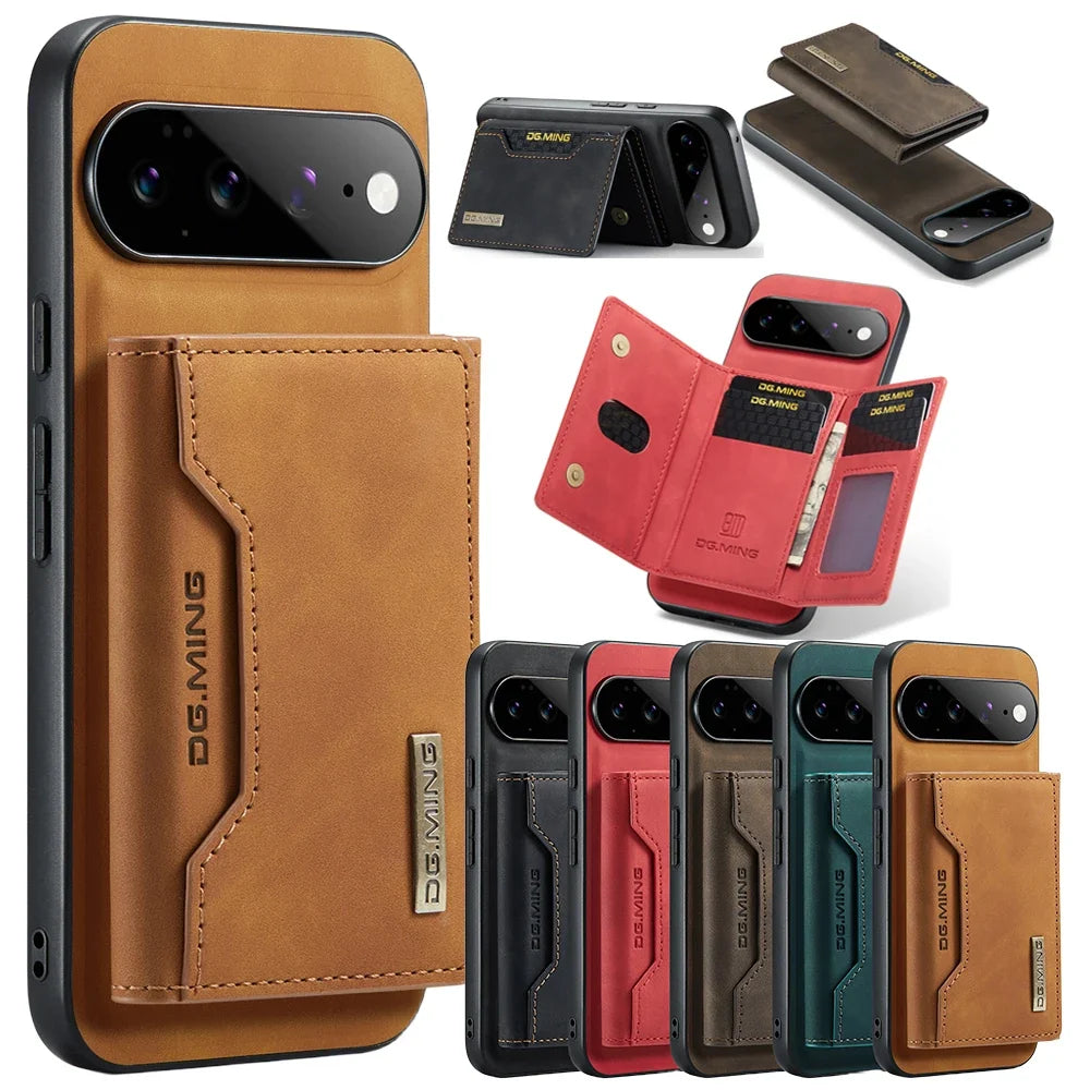 Magnetic Leather Wallet Case for Google Pixel – Detachable Card Holder with Raised Screen Protection & Microfiber Interior | Thomler