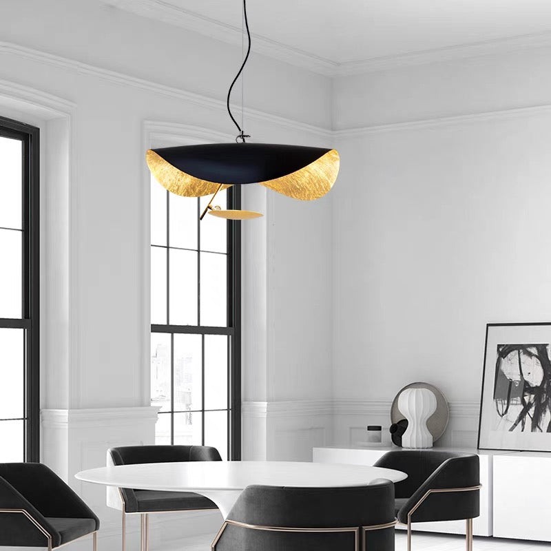 Modern Twisted Metal Hanging Fixture in Three Finishes for Dining Room & Living Space | Thomler