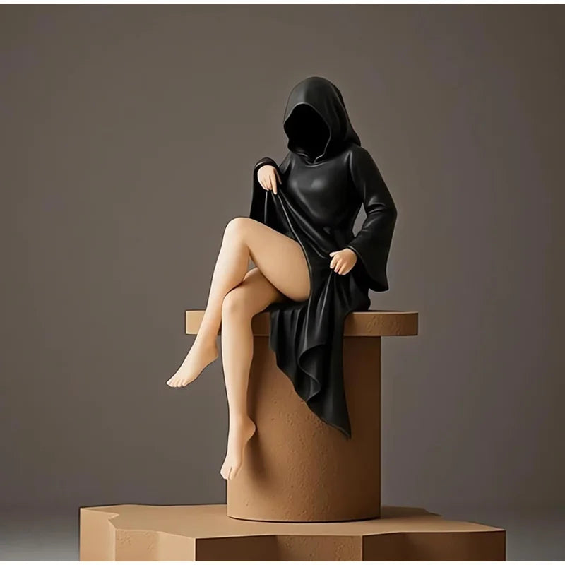Sculpted Figure in Mask Desktop Accent – Refined Gothic Decor for Mantel, Console Table & Seasonal Displays | Thomler