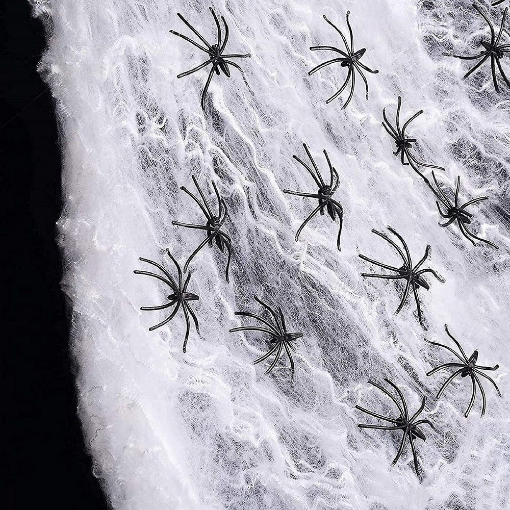 Expandable Spiderweb Decoration – Stretchable Cotton Filler for Eerie Indoor & Outdoor Halloween Setups | Thomler