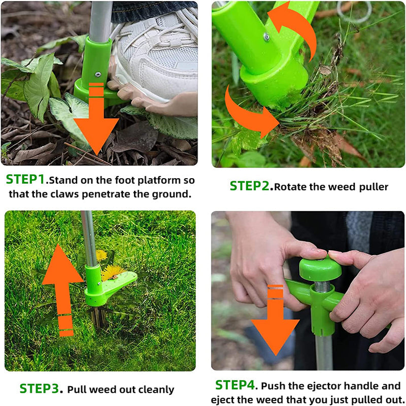 Upright Weed Remover Tool with 5-Prong Claw System for Deep Root Extraction – No-Bend Foot Pedal Weeder for Lawns, Gardens & Landscaping | Thomler