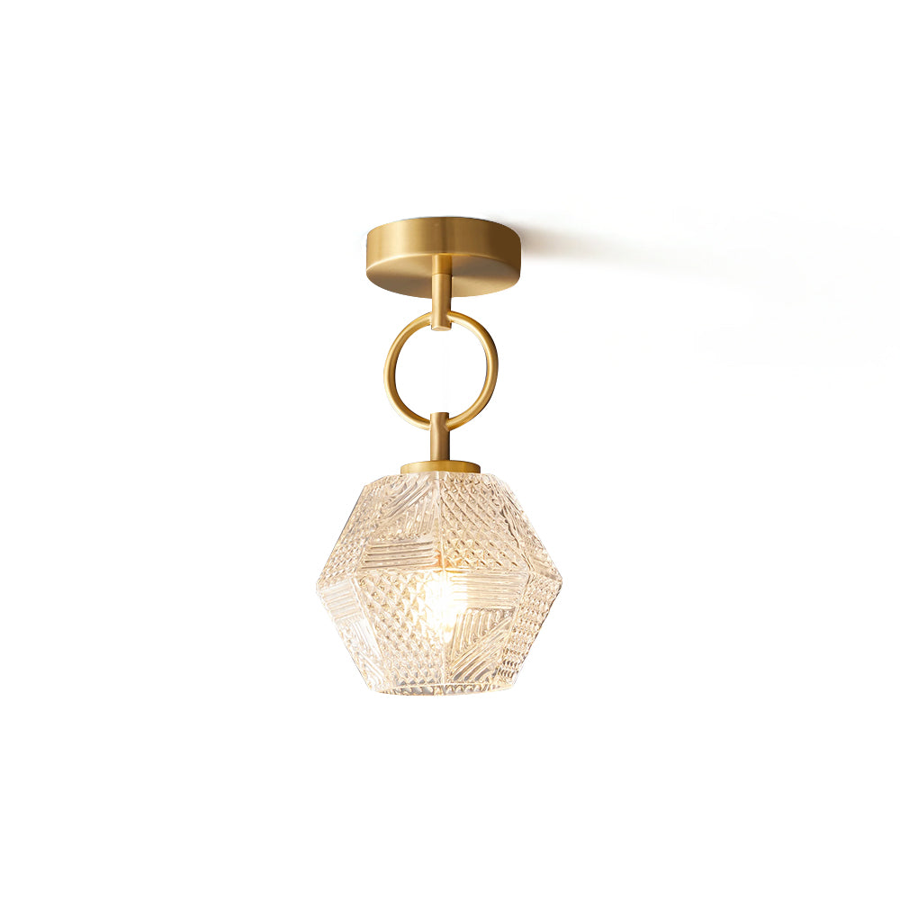 Ceiling Light Brass Diamond Cut 5.9 in Indoor Dining Room Living Room Bedroom Fixture Decorative Pendant | Thomler