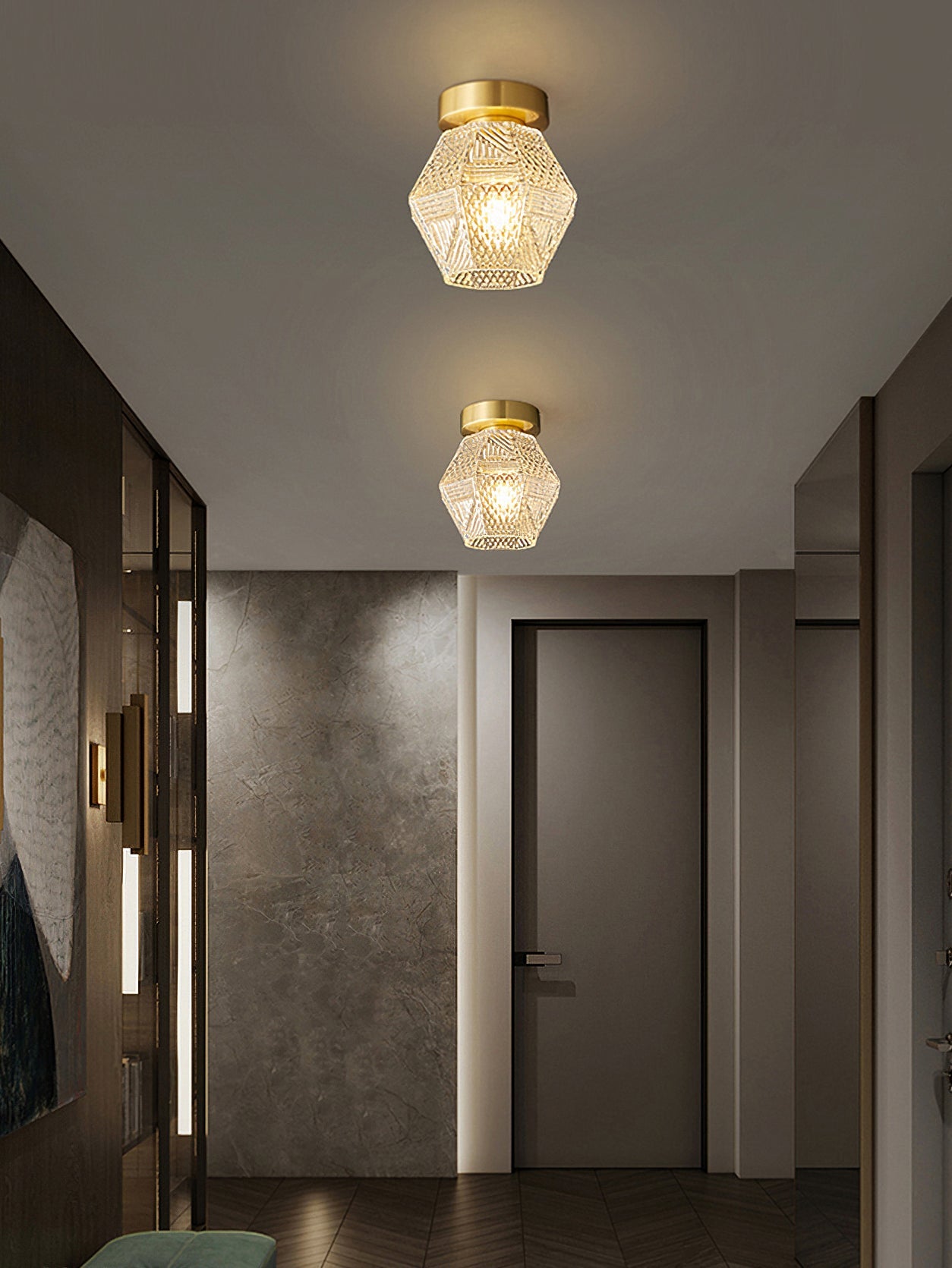 Ceiling Light Brass Diamond Cut 5.9 in Indoor Dining Room Living Room Bedroom Fixture Decorative Pendant | Thomler