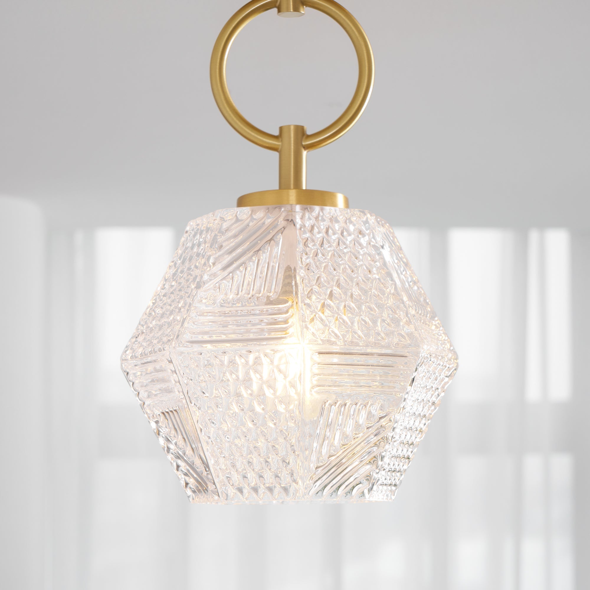 Ceiling Light Brass Diamond Cut 5.9 in Indoor Dining Room Living Room Bedroom Fixture Decorative Pendant | Thomler