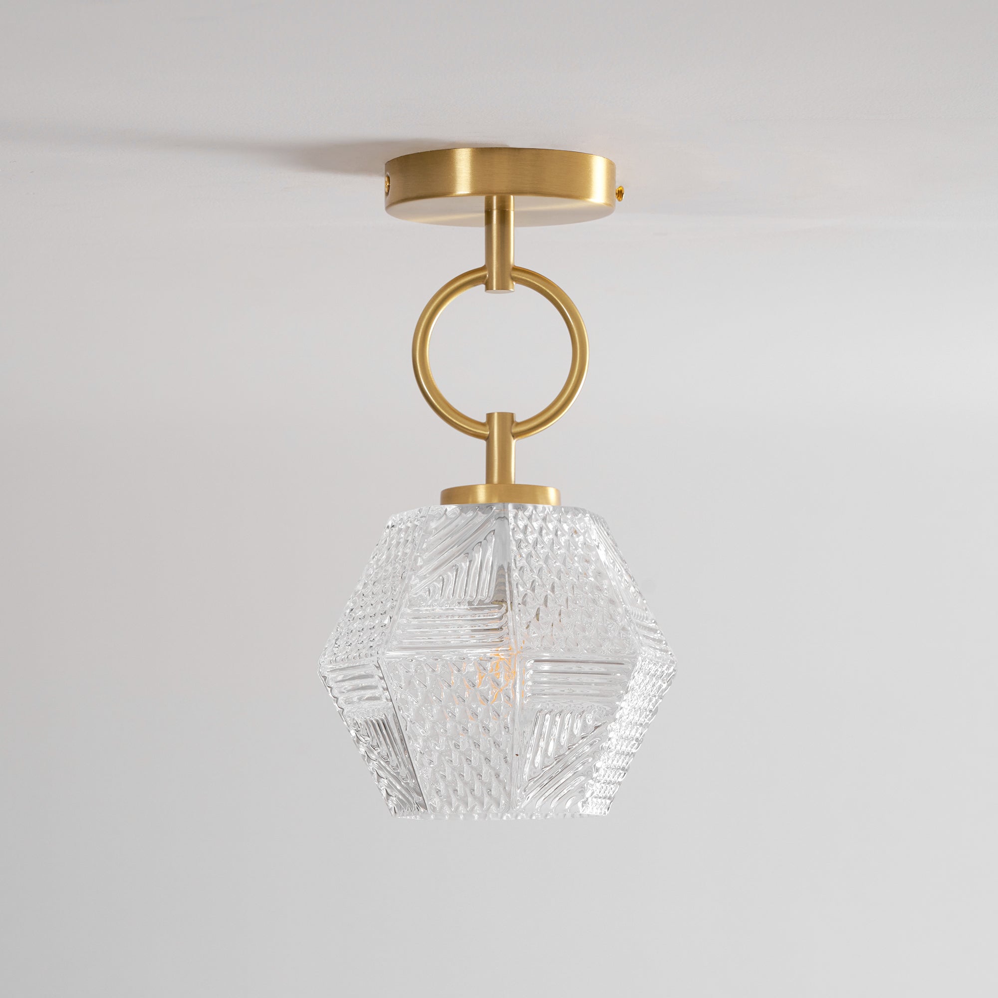 Ceiling Light Brass Diamond Cut 5.9 in Indoor Dining Room Living Room Bedroom Fixture Decorative Pendant | Thomler