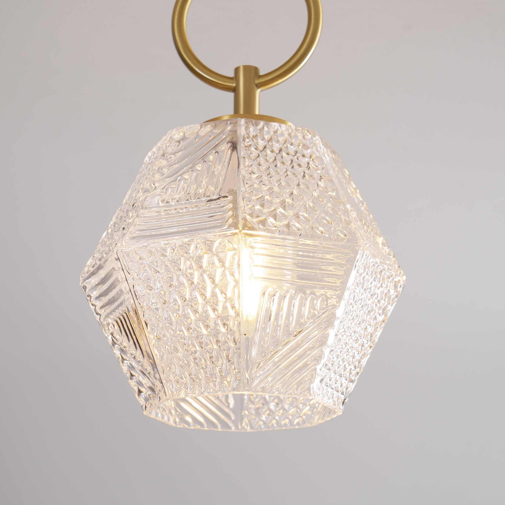 Ceiling Light Brass Diamond Cut 5.9 in Indoor Dining Room Living Room Bedroom Fixture Decorative Pendant | Thomler