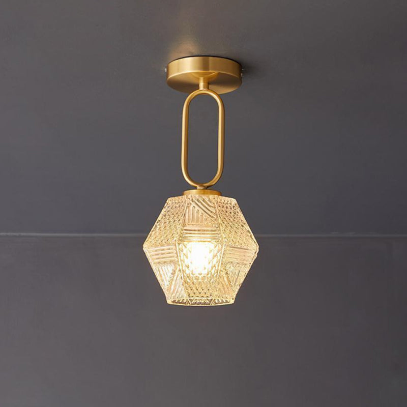 Ceiling Light Brass Diamond Cut 5.9 in Indoor Dining Room Living Room Bedroom Fixture Decorative Pendant | Thomler