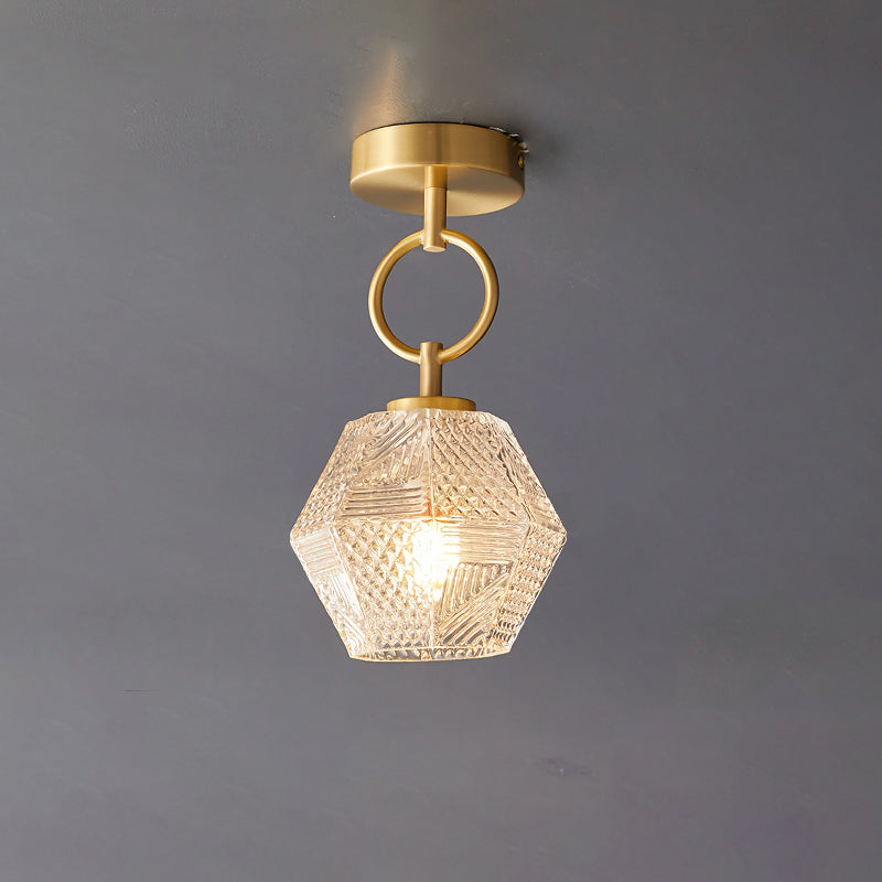 Ceiling Light Brass Diamond Cut 5.9 in Indoor Dining Room Living Room Bedroom Fixture Decorative Pendant | Thomler