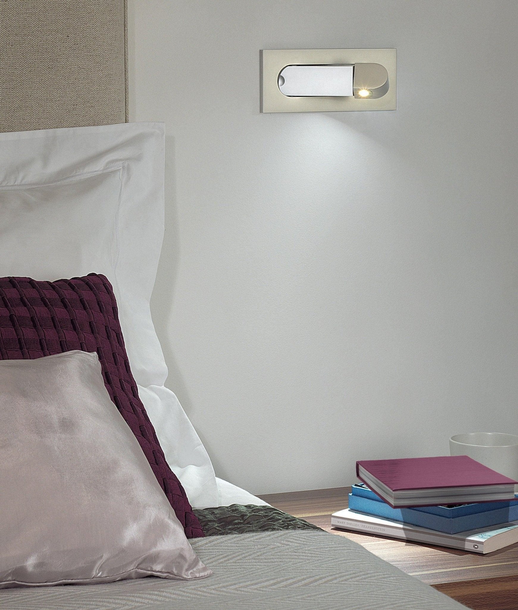 Aluminum Wall Reading Light 7.5 in Adjustable LED Bedside Bedroom Directional Lamp Flush Mount Push Switch | Thomler