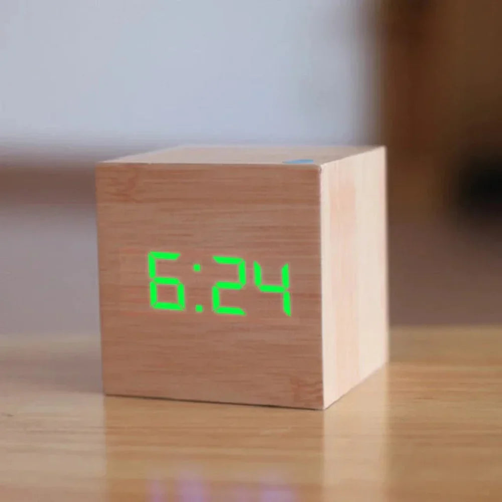 Cube Digital Alarm Clock – Time, Date & Temperature Display with Auto Dim | Thomler