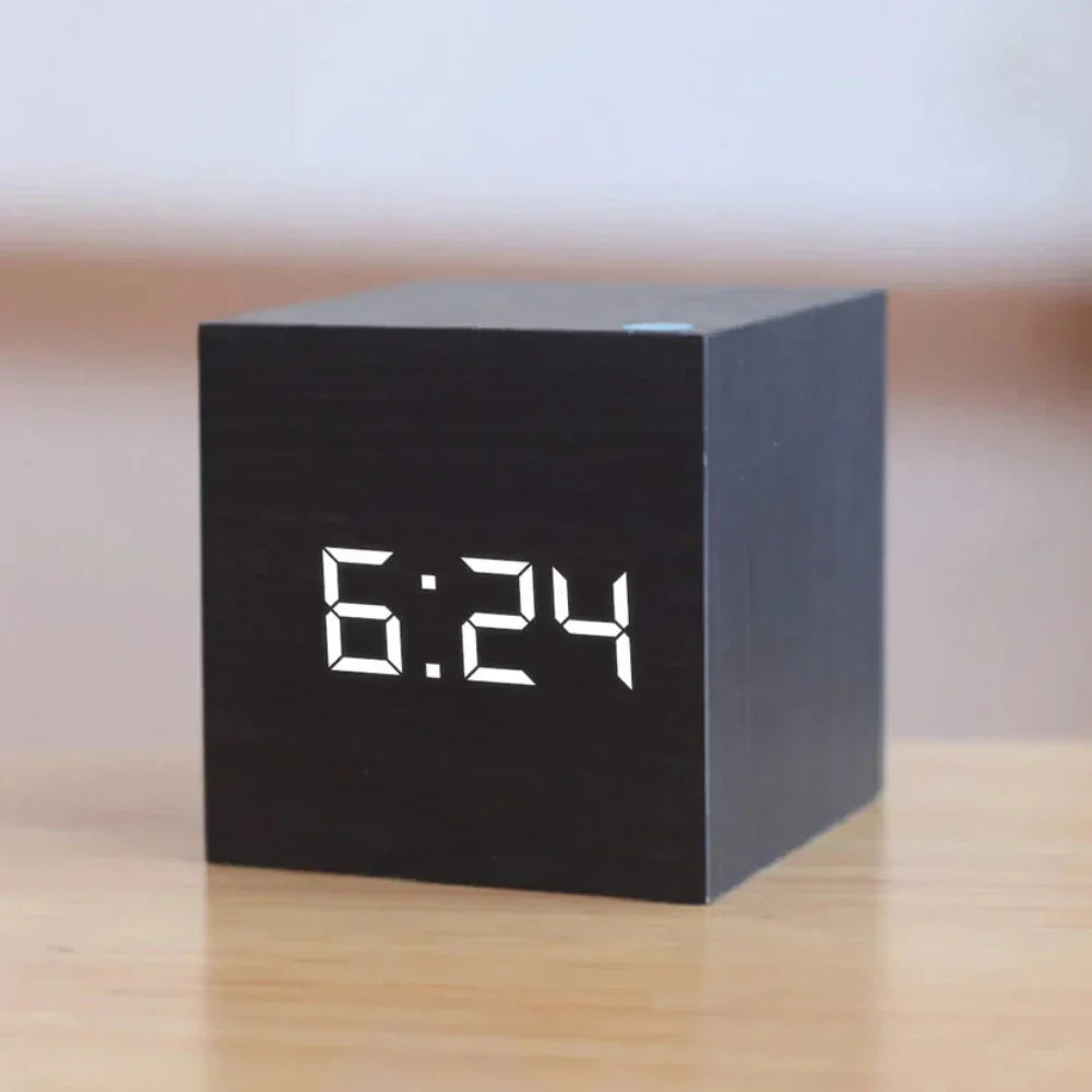 Cube Digital Alarm Clock – Time, Date & Temperature Display with Auto Dim | Thomler