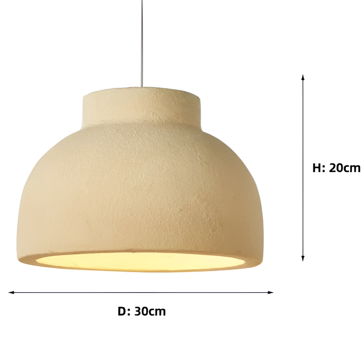 Pendant Light Polystyrene Dome 15.4 in White Dining Room Kitchen Island Hanging Ceiling Lamp Minimalist Nordic Wabi Sabi | Thomler