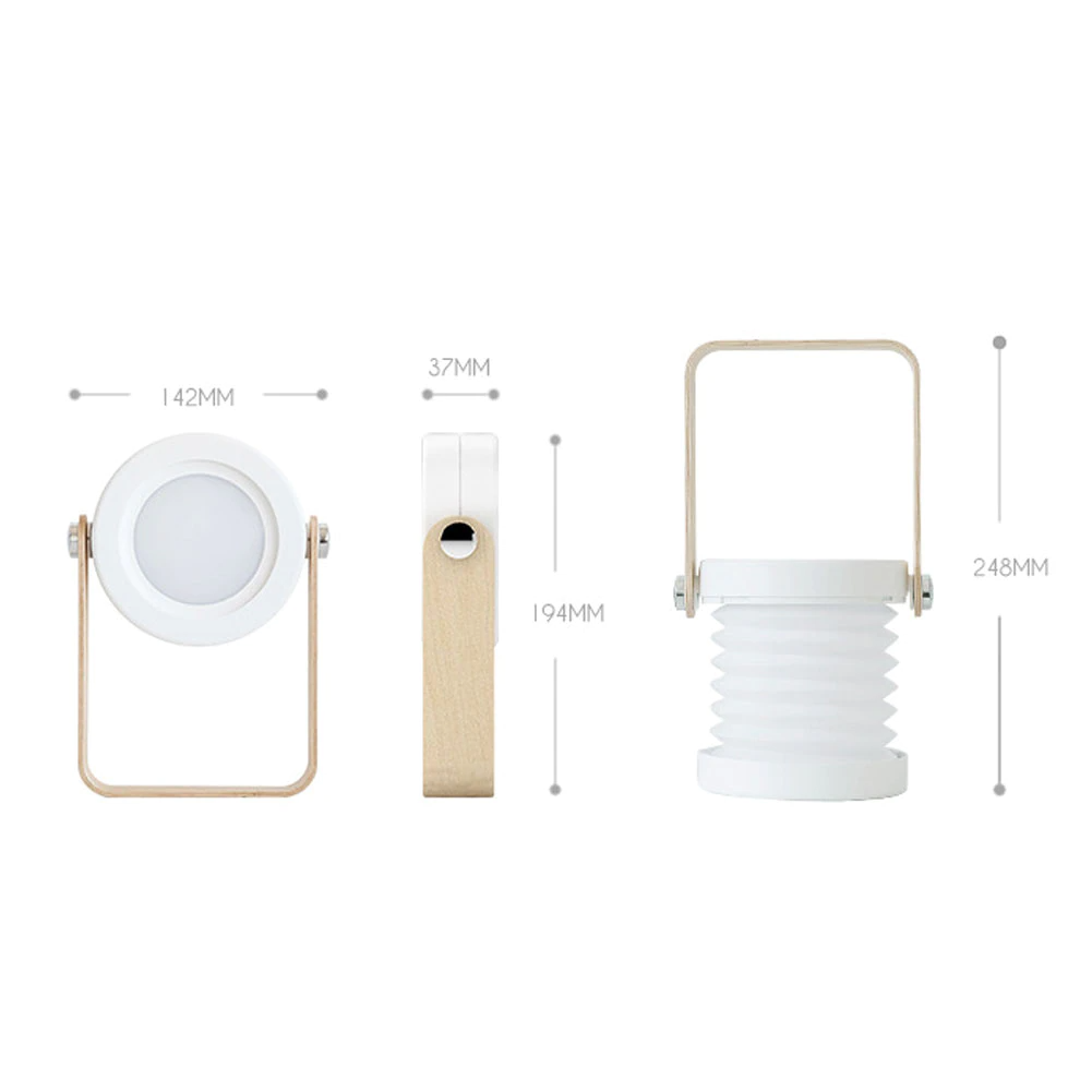 Table Lamp Wood LED 19.4 cm White Rechargeable Bedside Scandinavian Reading Light Wireless Dimmable Desk Lamp | Thomler