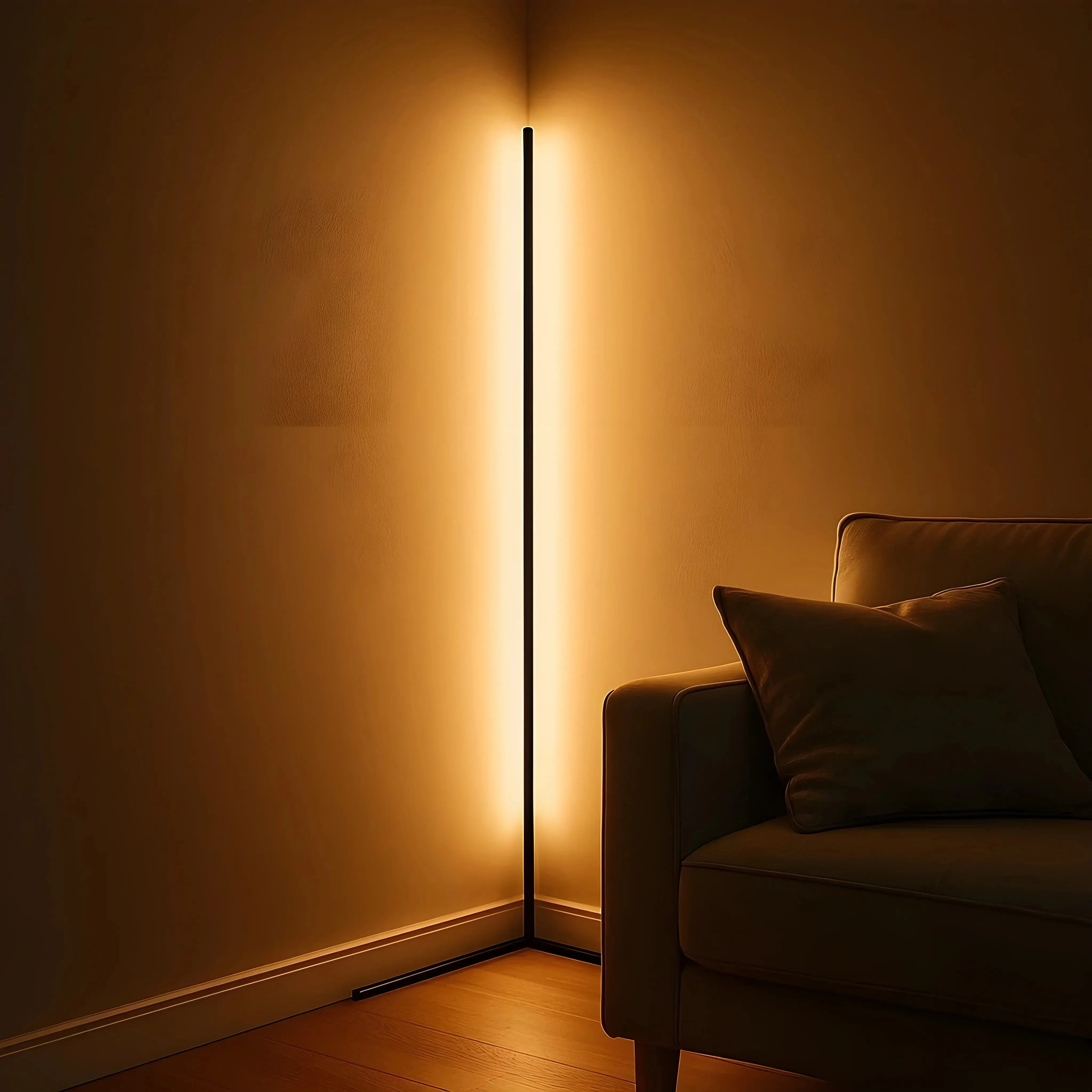 Dimmable Corner Floor Lamp with Remote Control – LED Mood Light for Living Room, Bedroom & Home Office – 3 Color Temperatures | Thomler