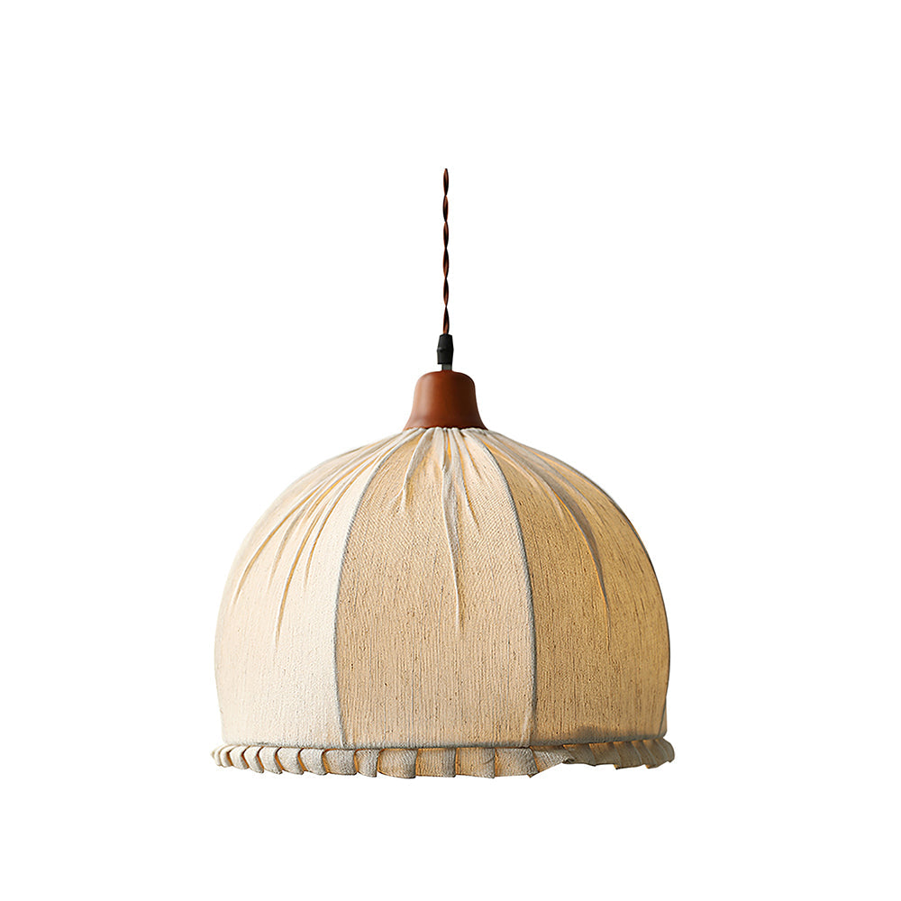 Pendant Lamp Wood Fabric 11.8 in Indoor Ceiling Lighting Beige Walnut Sage Green Modern Decor | Thomler
