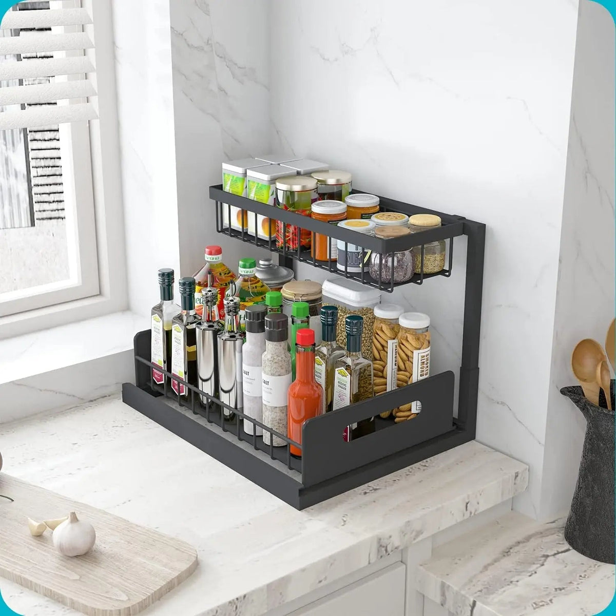 Pull-Out Cabinet Shelf Rack for Kitchen & Bathroom Storage | Thomler