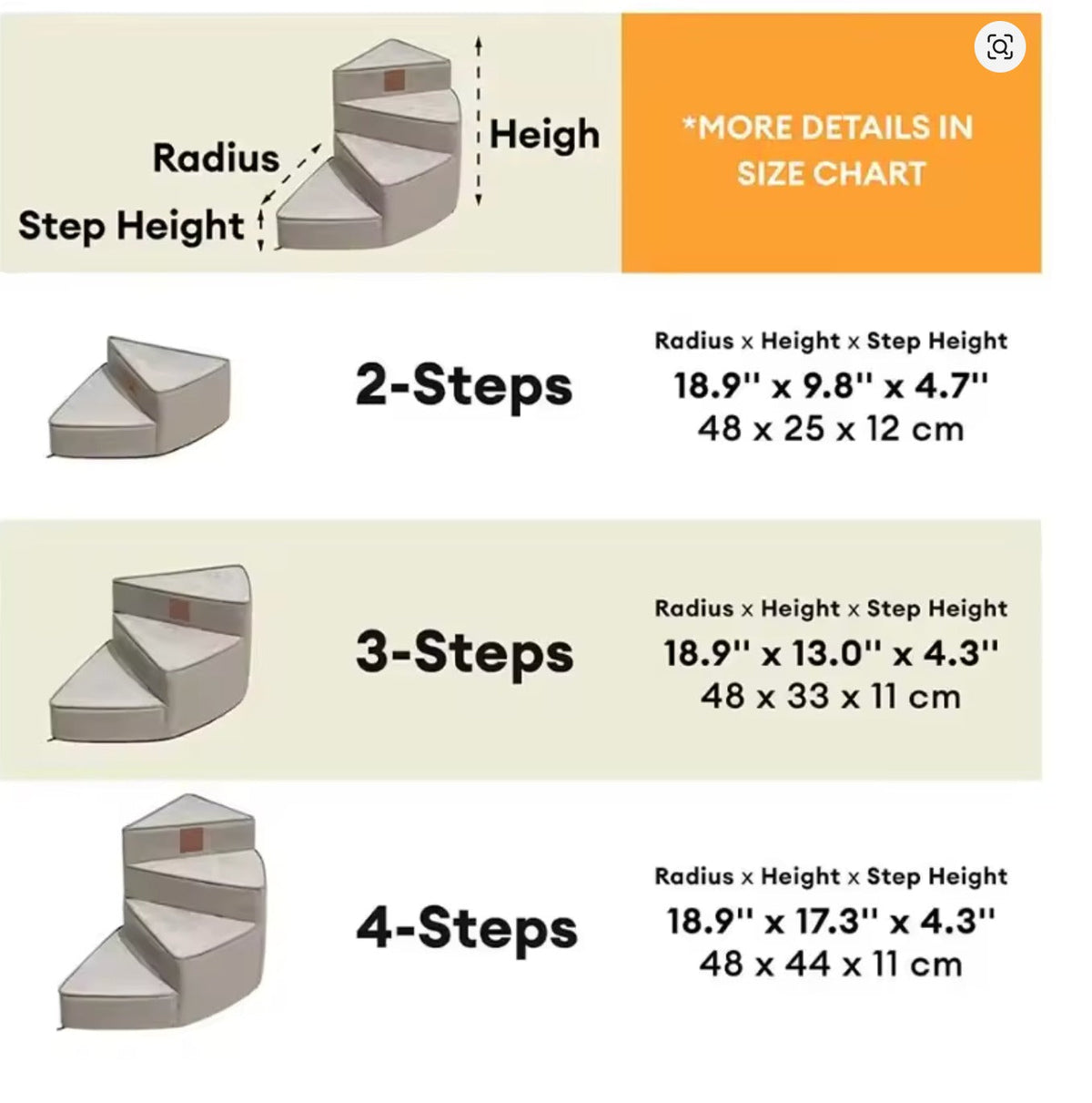 Pet Steps for Bed & Couch - Non-Slip Foam Ramp Stairs for Small Dogs - Washable Spiral Design for Senior Pets & Puppies | Thomler