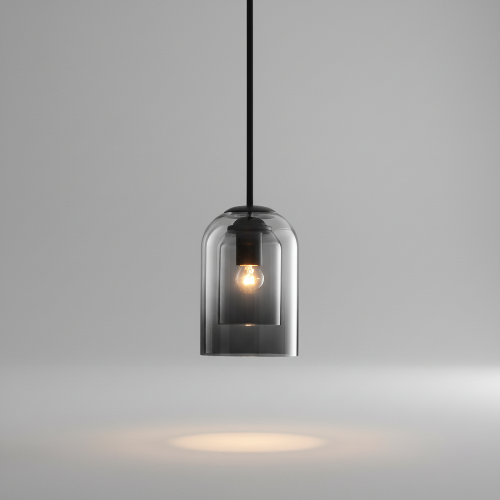 Dual Glass Ceiling Fixture – Mid-Century Iron Pendant with Adjustable Cord for Dining Room, Kitchen Island & Living Room | Thomler